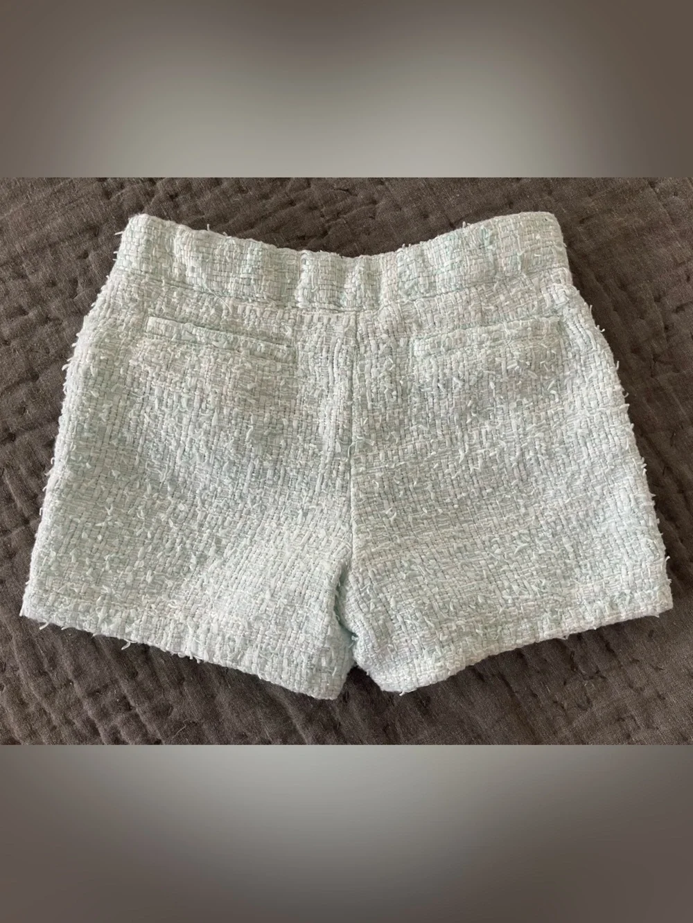 Janie and Jack Light Mint Boucle Tweed Shorts Blue Green Sz 3 Preppy Easter